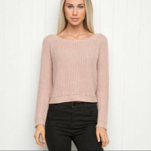 Brandy Melville Cropped Pink Knit Sweater - Picture 2 of 4